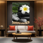 Tableau Zen Galets & Fleur Blanche