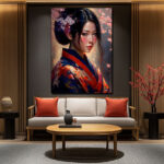Tableau Geisha​ Et Fleur De Cerisier