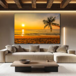 Tableau Palmier Coucher De Soleil