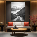 Tableau Montagne Noir Et Blanc